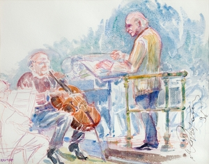 Yehudi Menuhin in Rehearsal with Mstislav Rostropovich and the Royal Philharmonic Orchestra