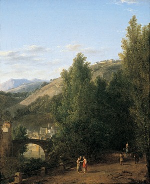 Mountainous Landscape with a Bridge on the Left