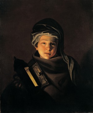 A Boy Holding a Gas Lamp