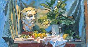 Study of a Roman Bust, Fruit, Leaves and a Drape
