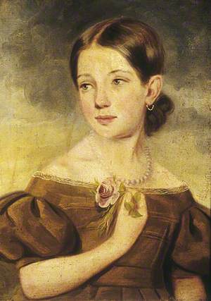 Portrait of a Girl Holding a Rose