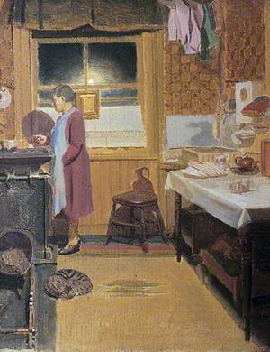 Interior with a Woman Cooking