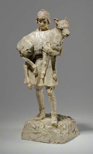 Maquette for a Statuette of Farm Hand Carrying a Calf