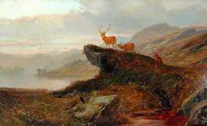 Mountain Scenery with Stags