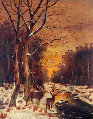 Winter Landscape with Stags