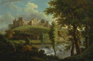 Ludlow Castle with Dinham Weir, from the South-West