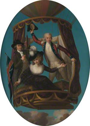 Captain Vincenzo Lunardi with His Assistant George Biggin, and Mrs Letitia Anne Sage, in a Balloon
