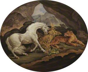 A Horse Frightened by a Lioness