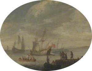 Armed Merchantmen off the Dutch Coast Preparing to Set Sail
