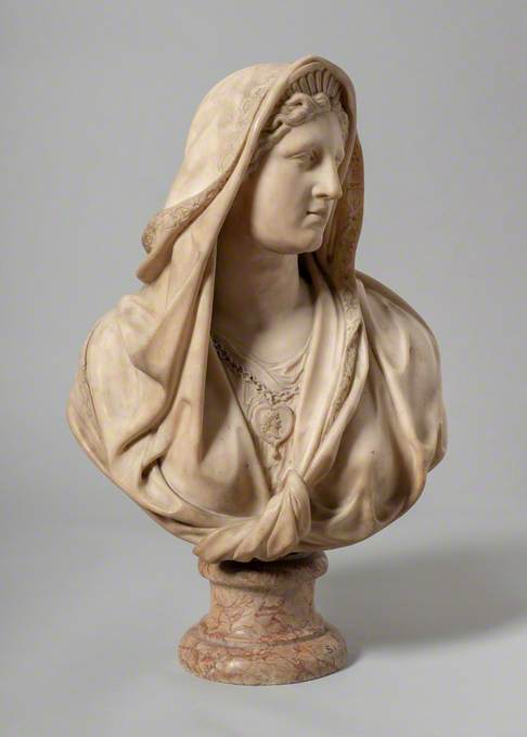 Young Lady Bust Sculpture - Female Statue (WHITE CAST MARBLE) 46