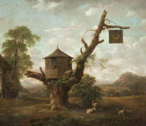 Landscape with Hut in Oak Tree and the 'Man in the Moon' Inn