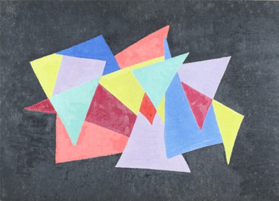 Make an abstract artwork from 2D shapes