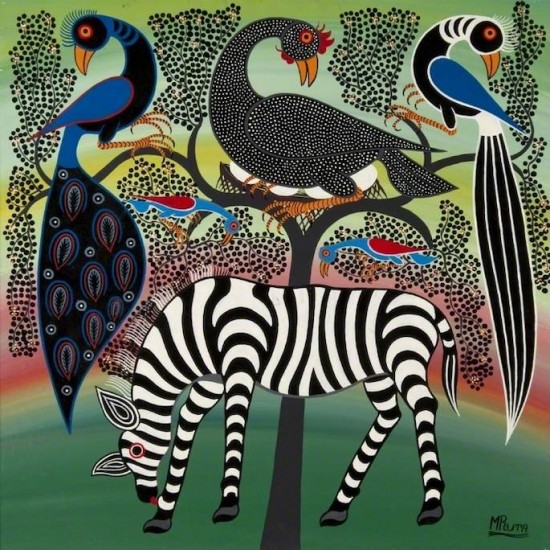 enamel on hardboard by Mruta Hashim Bushiri (1937–1998)