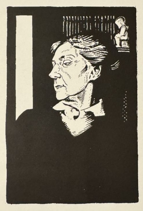 c.1924, original black & white drawing for linocut print by Wilhelmina Geddes (1887–1955)