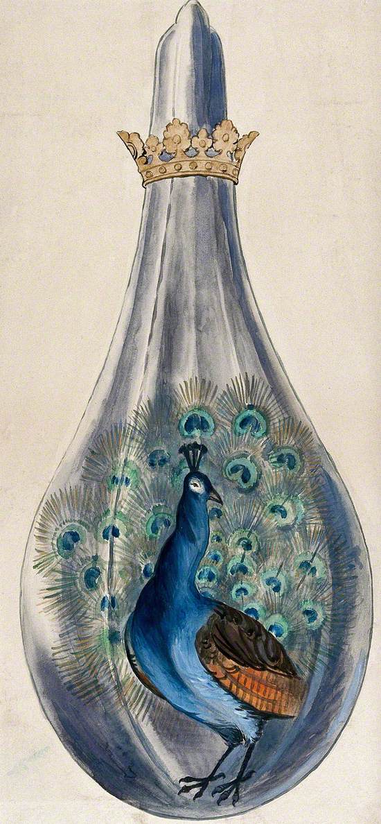 A Peacock in a Crowned Alchemical Flask; Representing the Stage in the Alchemical Process When the Substance Breaks Out into Many Colours