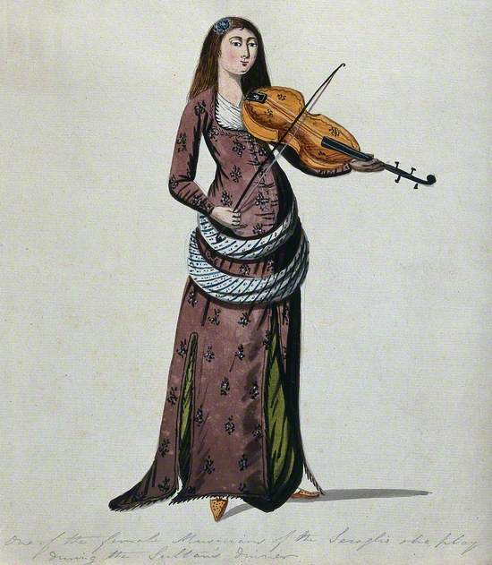 A Woman from the Sultan's Seraglio in Istanbul Playing the Violin