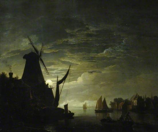 Moonlight Scene with a Windmill