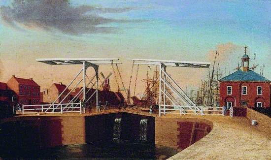 An East View of the Bridge and New Dock at Kingston upon Hull