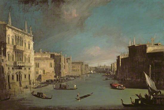 The Grand Canal, Venice, Looking North East from the Palazzo Balbi to the Rialto Bridge