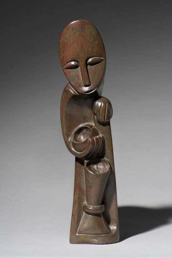 Abstract Shona Sculpture with a Figure with a Vase