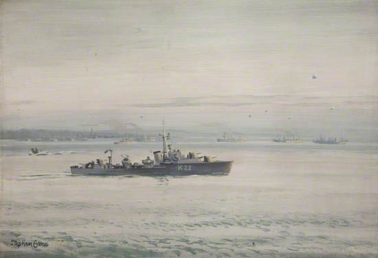 Destroyer off the Normandy Beaches