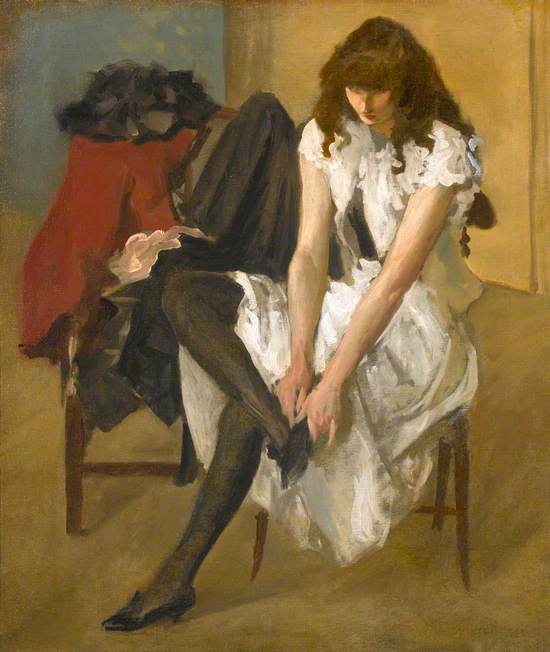 A Girl at Her Toilet