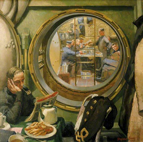S-Class Submarine:The Wardroom and Forward Mess Deck Seen through the Davis Escape Chamber
