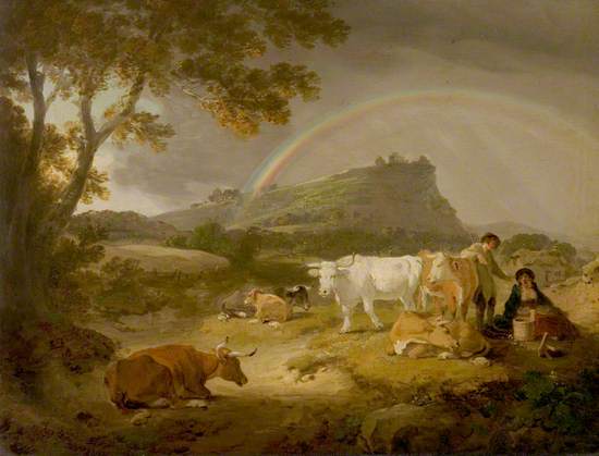Landscape, Beeston Castle, Cheshire, and Rainbow