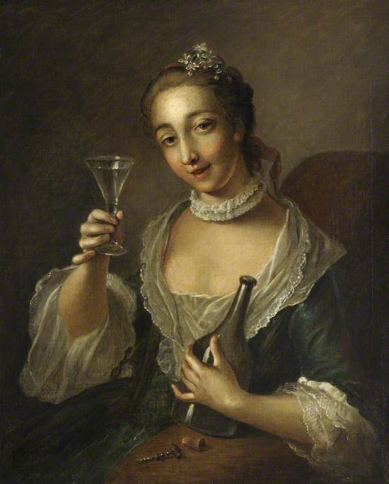 Portrait of a Girl with a Bottle and a Glass