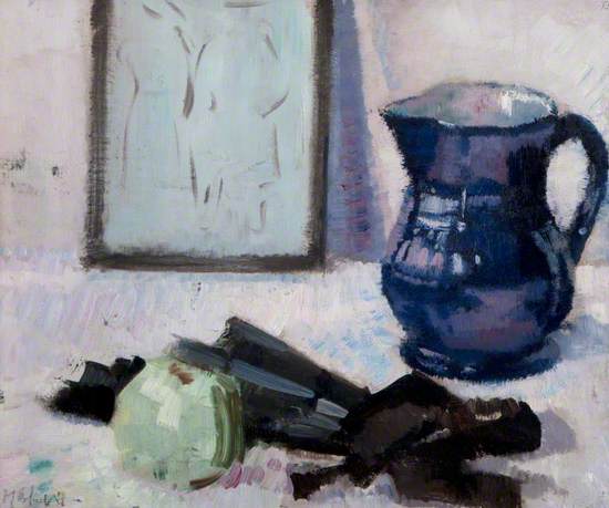 Still Life with Blue Jug, Fan and an Apple