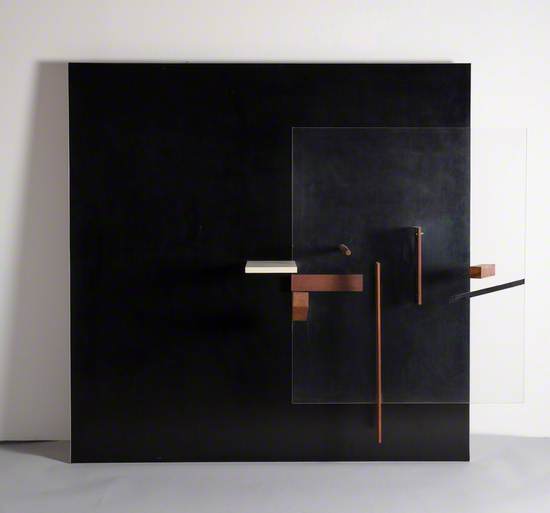 Abstract in Black, White and Mahogany, Relief Sculpture: Wood and Perspex