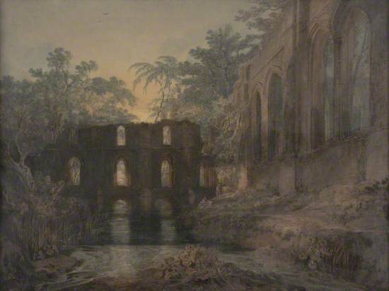 The Dormitory and Transept of Fountains Abbey – Evening
