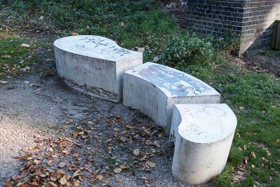 White Sculpted Concrete Seats