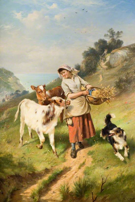 A Girl with Two Calves
