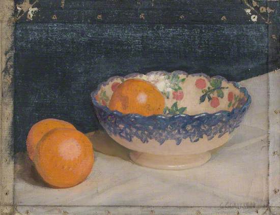 Sketch of a Still Life with Patterned Bowl and Oranges
