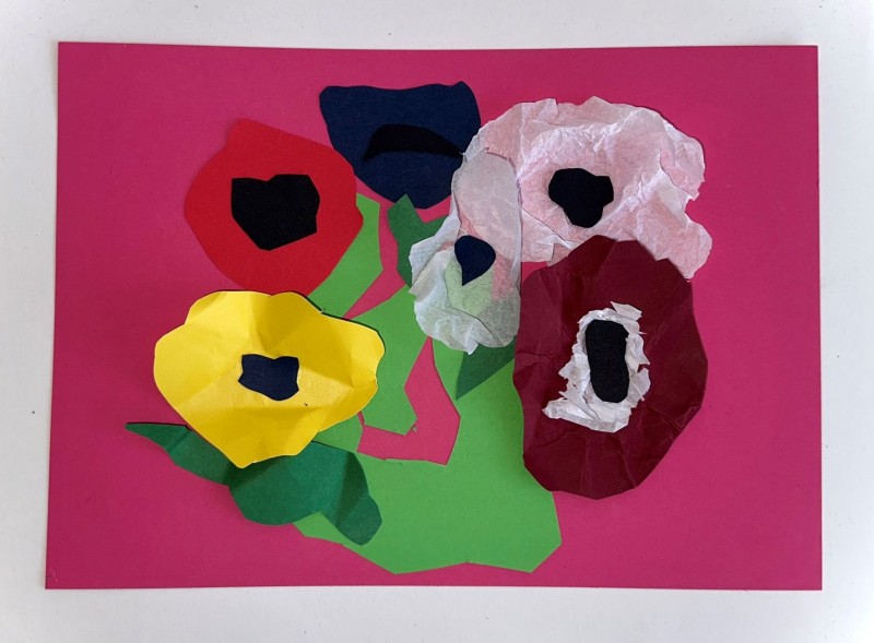 A textured still life collage inspired by Matisse