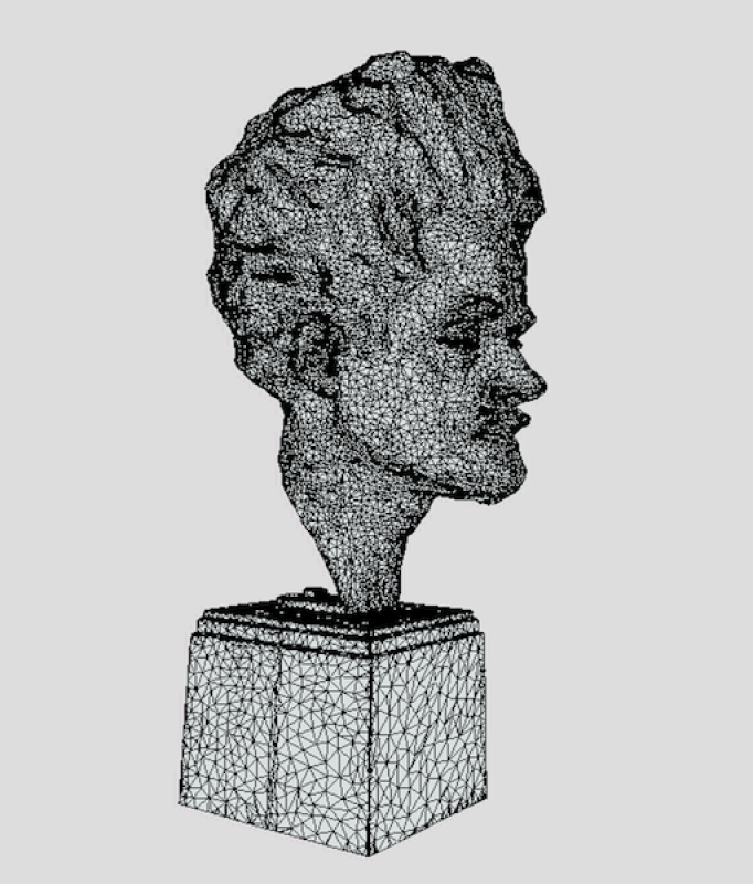 Wireframe view of 3D model of William Lamb's portrait of Hugh McDiarmid