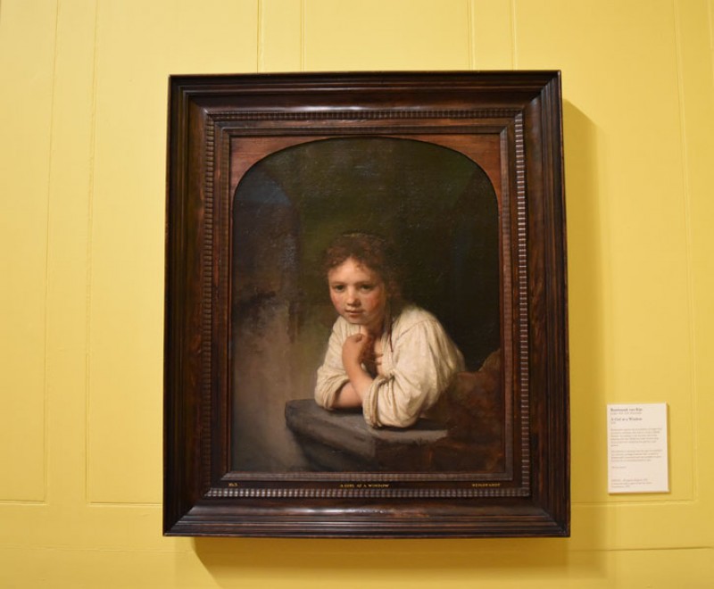'Girl at a Window' in situ at Dulwich Picture Gallery