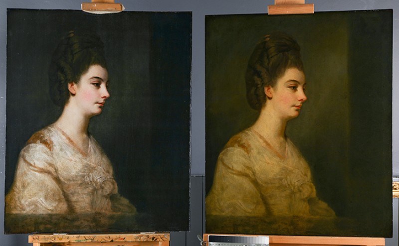 Facsimile of 'Unfinished Portrait of an Unknown Lady' next to the original