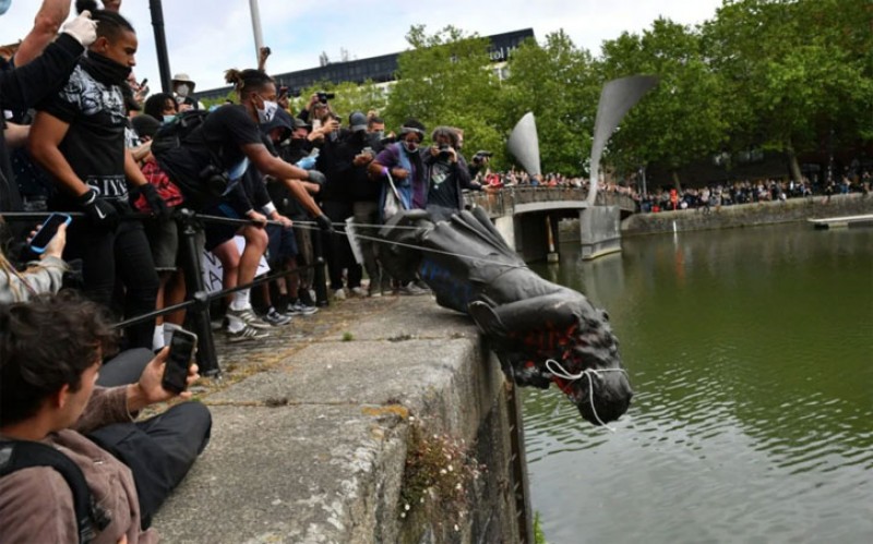 The statue of Edward Colston was thrown into Bristol Harbour