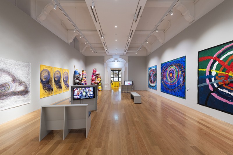 'Kaleidoscopic Realms', installation view featuring Nnena Kalu and Siddharth Gadiyar