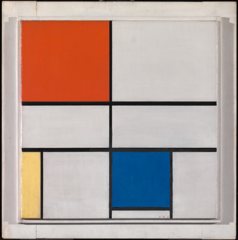 1935, oil on canvas by Piet Mondrian (1872–1944). Lent from a private collection, 1981, on long term loan to Tate