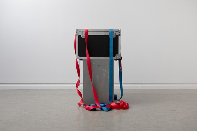 2024, found object (filing cabinet), oil paint, silkscreen, flight case & ratchet straps by Scott Myles (b.1975)