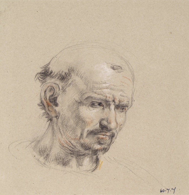 Head of a Bald Man - Study for Lord Patrick Lindsay of the Byres and Lord William Ruthven compelling Mary, Queen of Scots to sign her Abdication in the Castle of Loch Leven