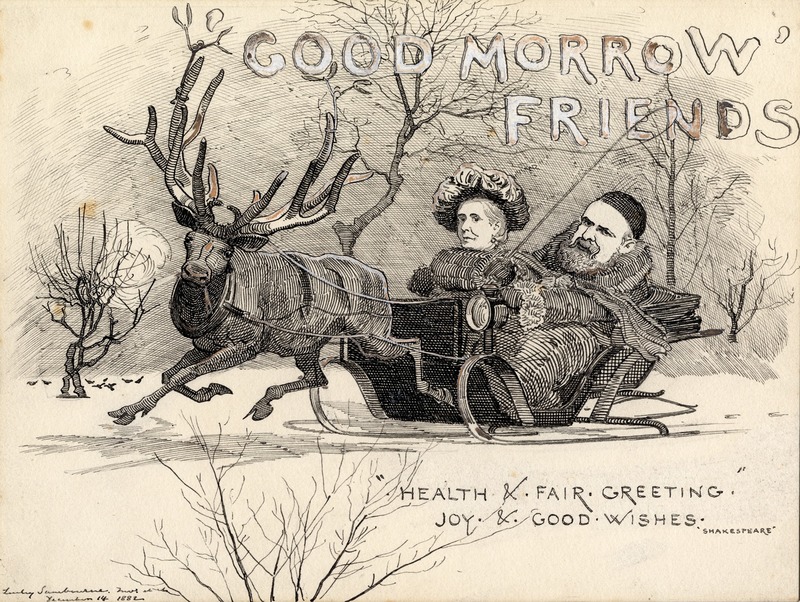 Caricature of Mr and Mrs Alexander Macdonald, for a Christmas Card