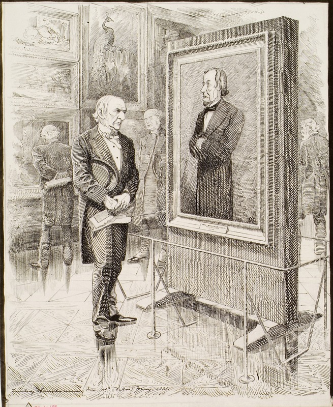 W.E. Gladstone Looking at a Portrait of Disraeli, Lord Beaconsfield, by Sir J.E. Millais