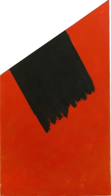 Medium segment, red with black brush stroke