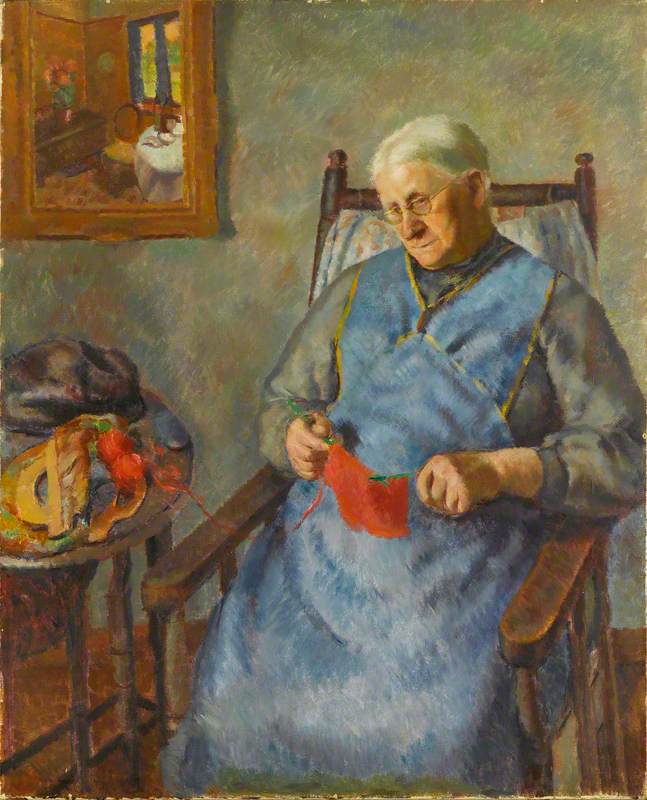 Old Woman Knitting