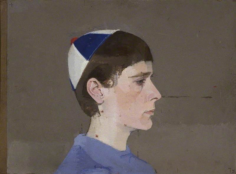 Girl's Head in Profile with Cap on