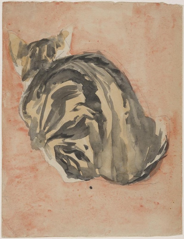 Seated tortoiseshell cat